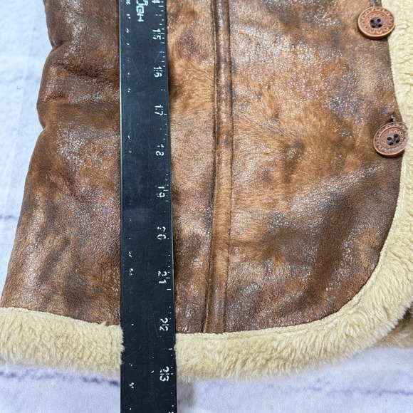 Vintage Audrey Talbott Carmel Brown Shearling Trimmed Bomber Jacket Size 6 - Picture 8 of 13